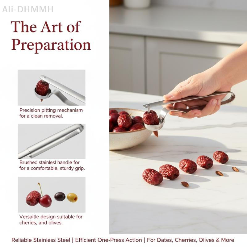 Cherry Pitter Tool - ZLinKJ Stainless Steel Red Date Pitter