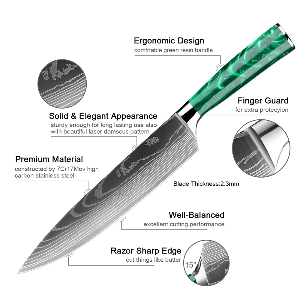 XITUO 1-10 PCS Kitchen Knives  - Kitchen Gadgets Green 评论和价格