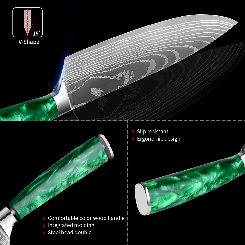 XITUO 1-10 PCS Kitchen Knives  - Kitchen Gadgets Green 评论和价格