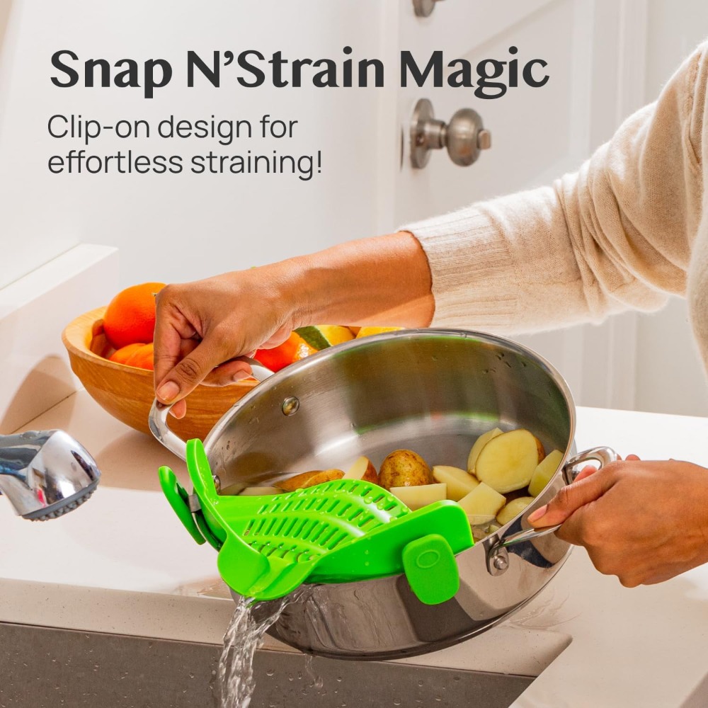 Clip On Strainer for Pots and  - Kitchen Gadgets Green 评论和价格