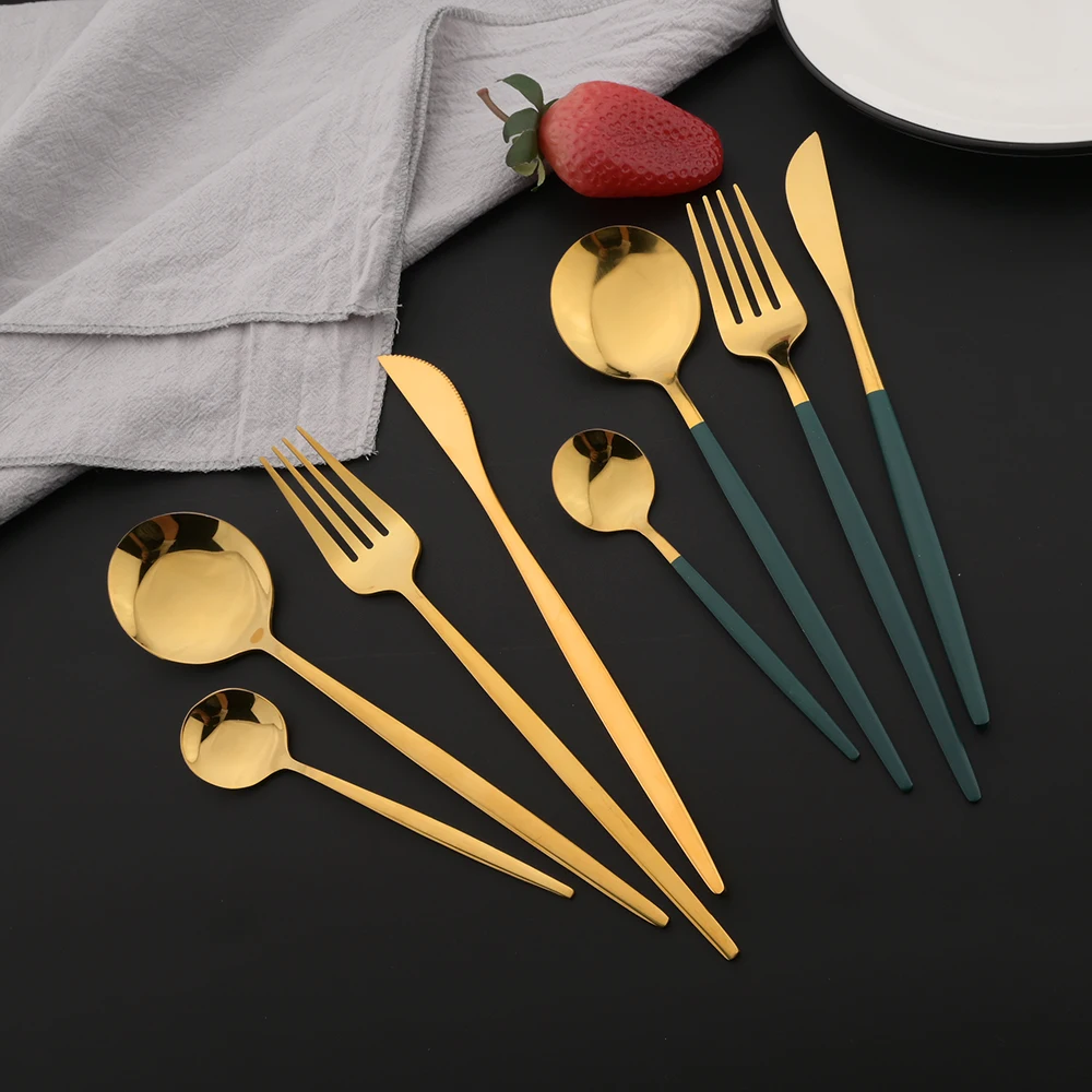 16Pcs Green Gold Dinnerware St - Kitchen Gadgets Green 评论和价格